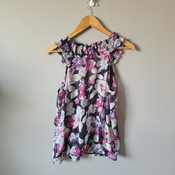 Joie black floral blouse - Picture 4 of 7